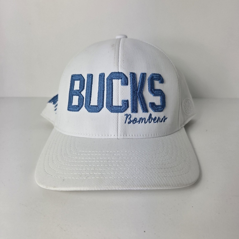 Milwaukee Bucks Hat Mens White G/FORE Cap Snap Back Bombers Adjustable